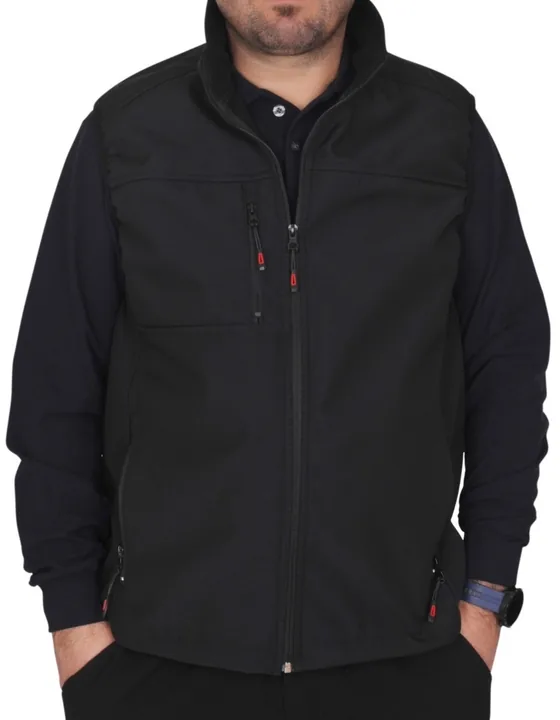 Siyah fermuarlı softshell iş yeleği