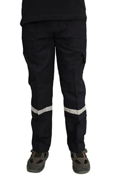 Siyah gabardin işçi pantolonu, su itici sık dokuma, dayanıklı düz kesim model