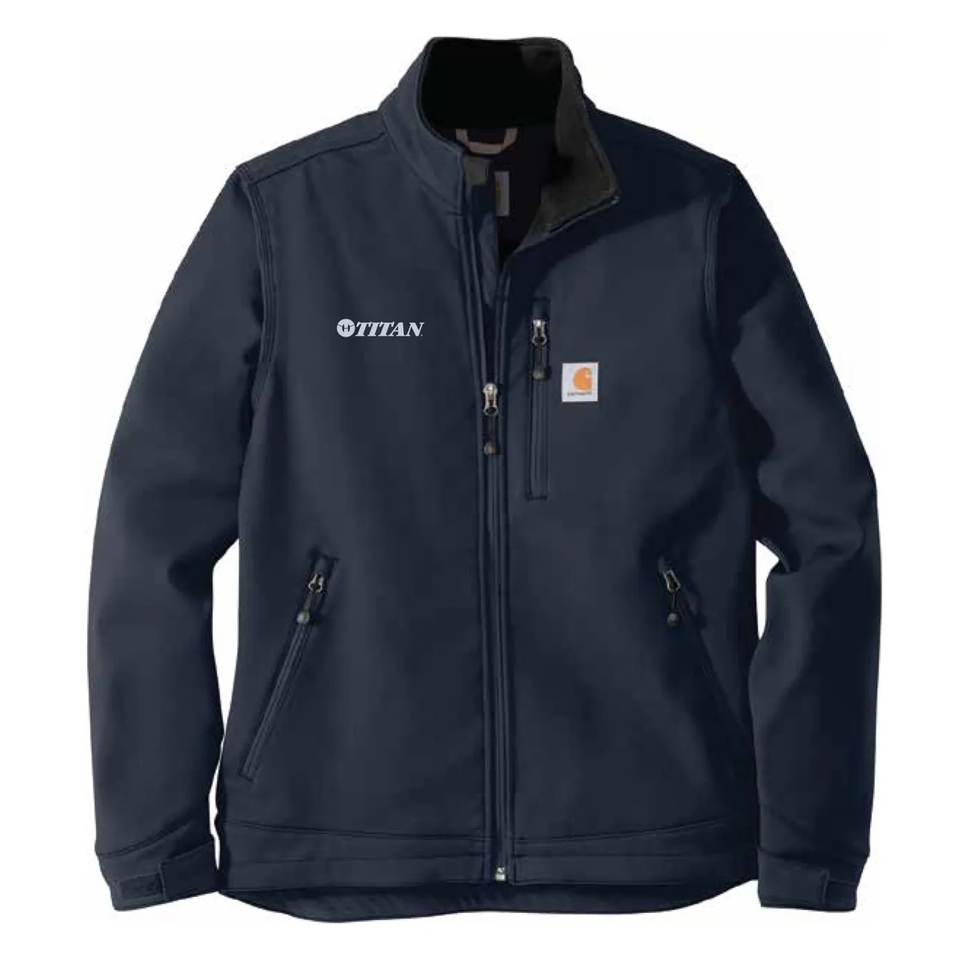 Lacivert softshell soğuk hava iş montu, dik yakalı, fermuarlı cepli, ürün görünümü